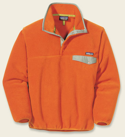 A Sinchilla® fleece pullover woven from post-consumer recycled plastic soda bottles. Patagonia estimates it saves a whole barrel of oil for every 150 of these garments manufactured.